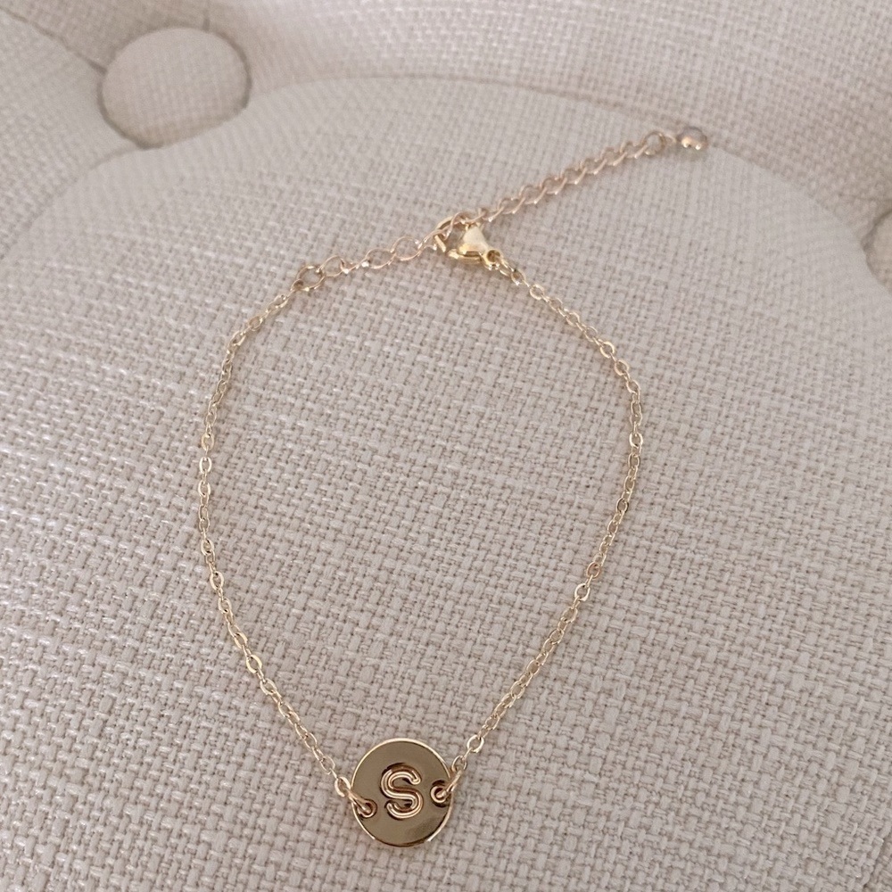 Gold tone initial S bracelet